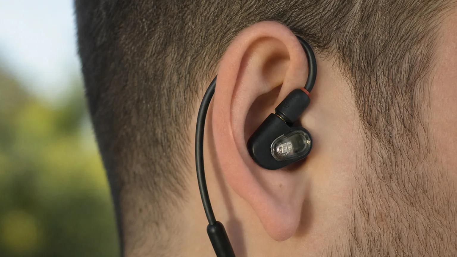 Audio-Technica E50 in-ear monitor worn in an ear